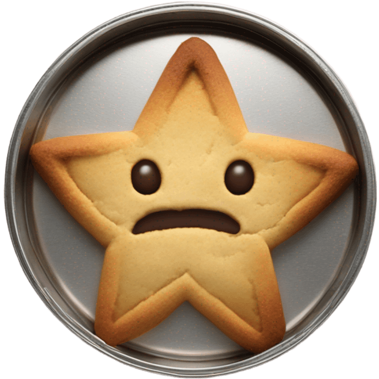 Dalgona cookie in metal tin with start shaped cutout in the middle emoji