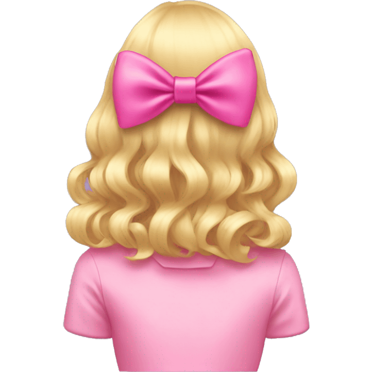 blonde open hair from behind with a pink bow emoji