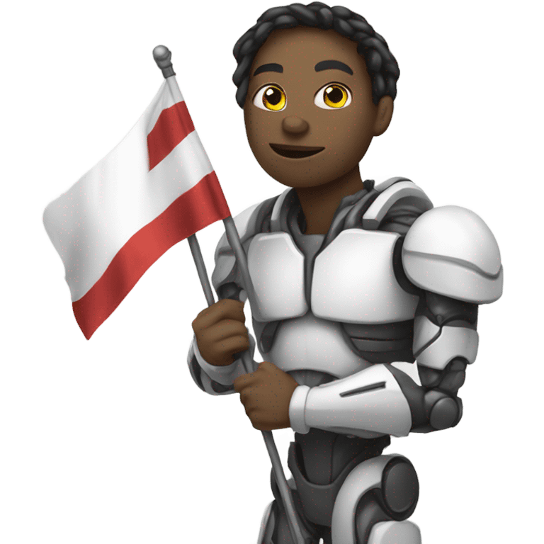 Cyborg with white flag emoji