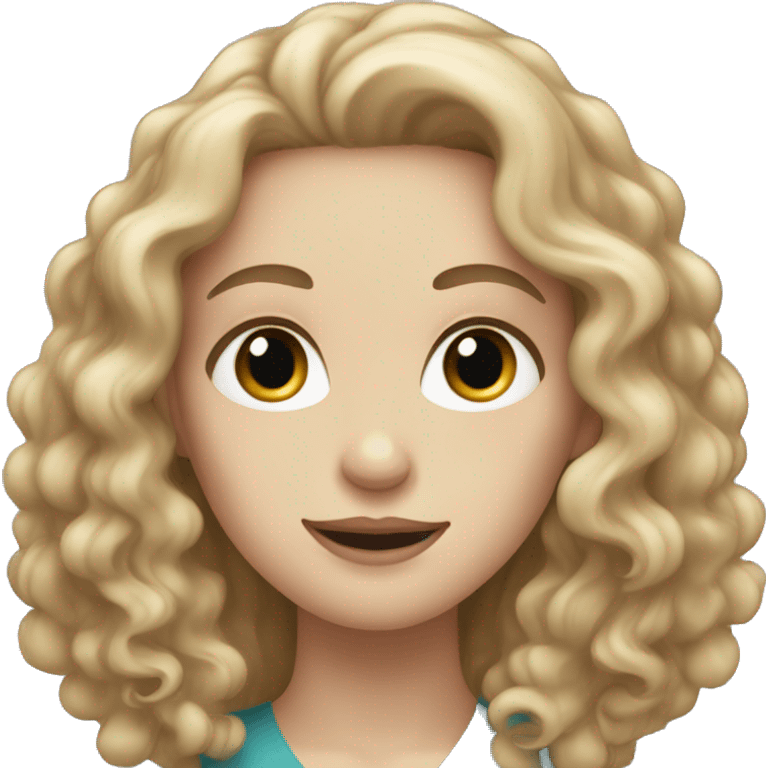 Woman with pale skin and long curly brown hair  emoji