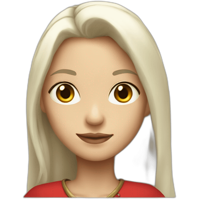 rpg-girl-with-long white-hair and red skirt emoji