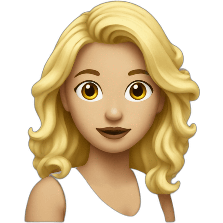 Blonde artist who is painting emoji