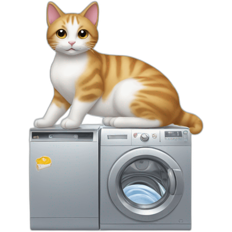 A cat sitting on top of a washing machince emoji