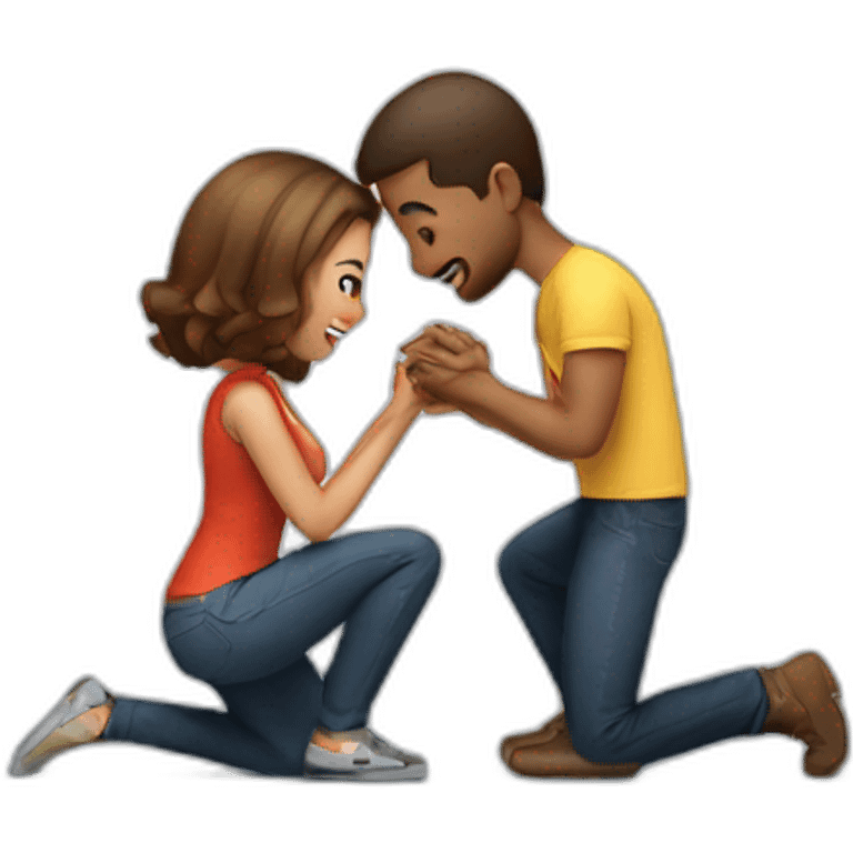 A guy is on her knee and proposing her girlfriend emoji