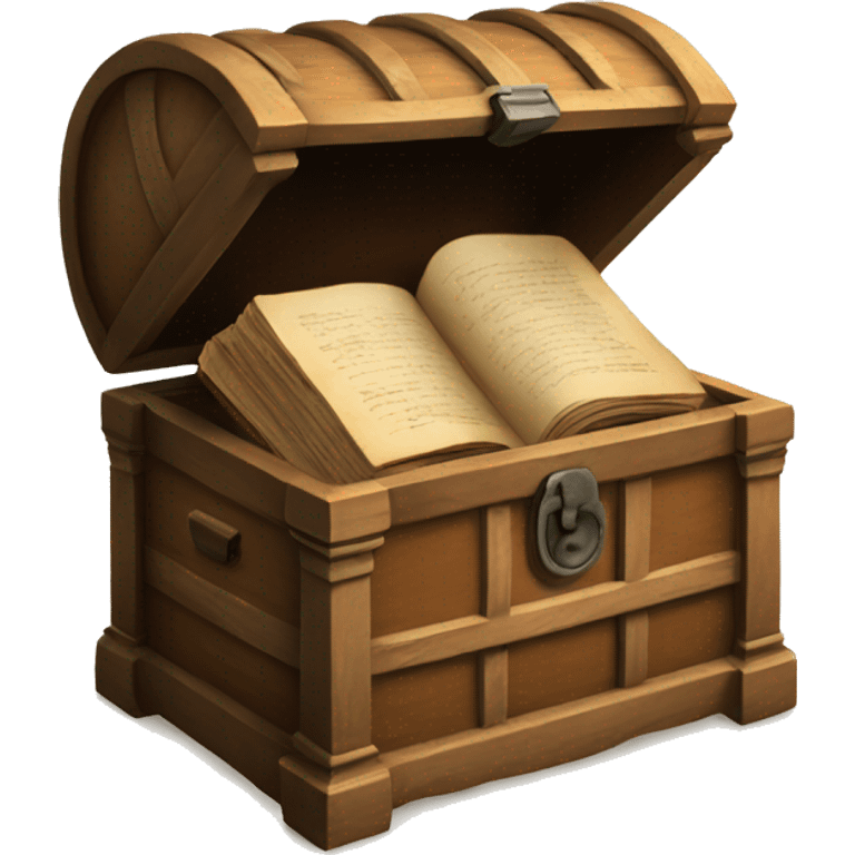 open vintage chest with old books inside  emoji