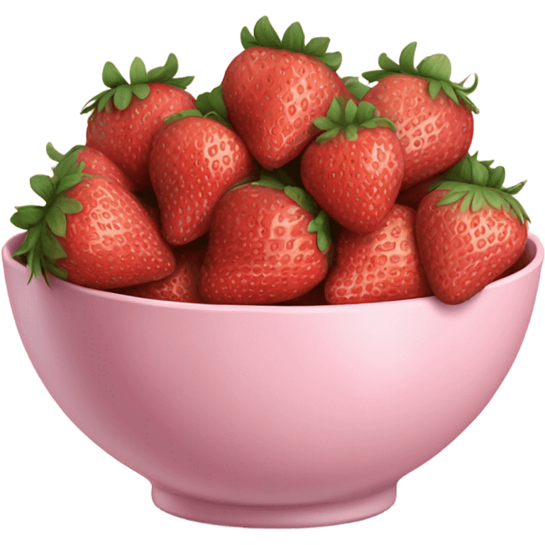 large fancy pastel pink bowl of strawberries emoji