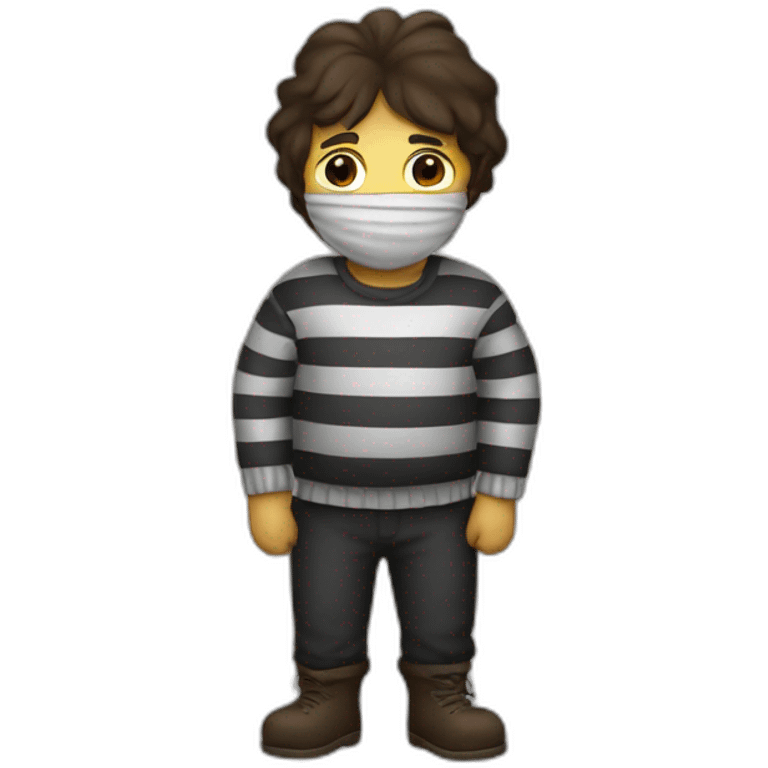 A thief in a mask and a striped sweater emoji