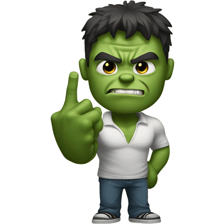 Hulk holding index finger and middle finger up emoji