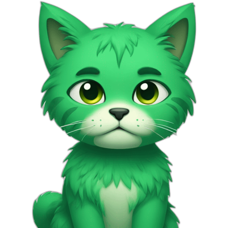 green furry anthro sad cat emoji