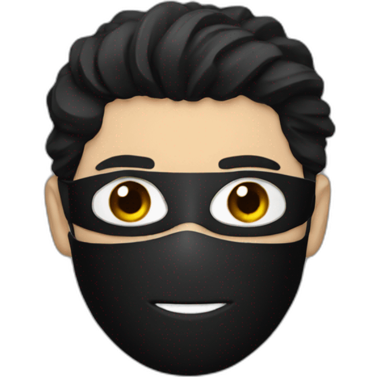 A man holds a knife, wears a black mask, and has black hair emoji