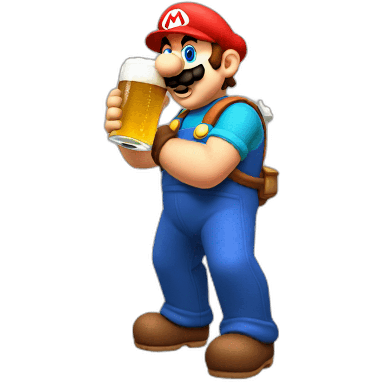 Mario plumber drinking beer emoji