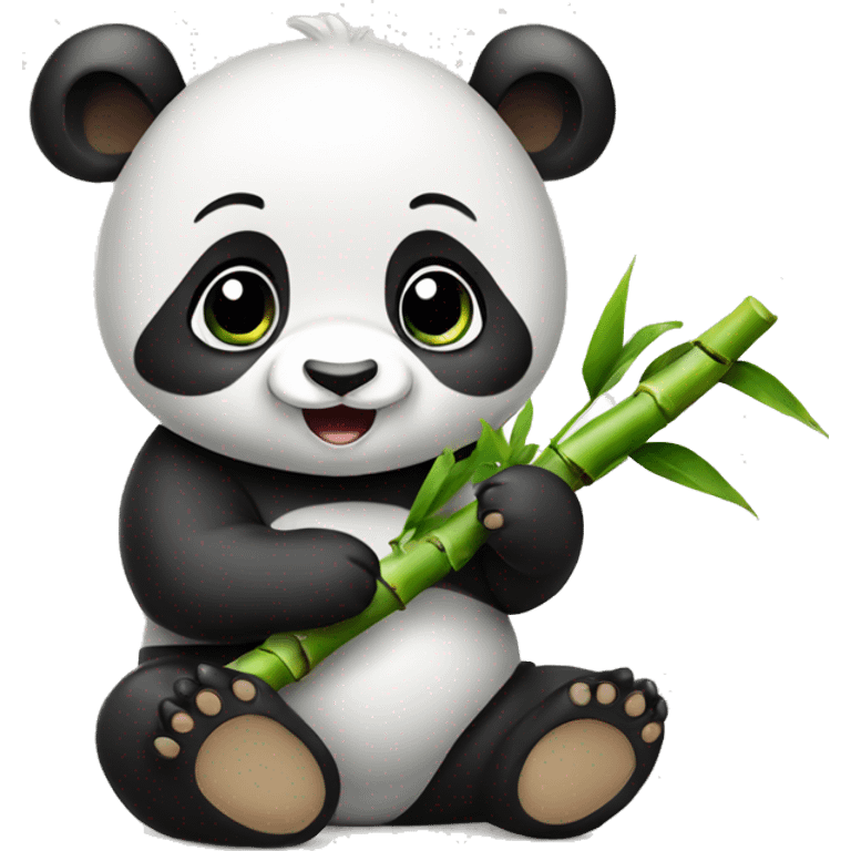 Baby panda eating bamboo  emoji