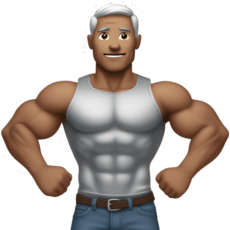 silver skin muscular flexing man emoji