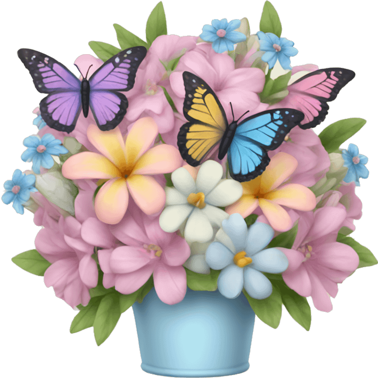 pastel bouquet with butterflies emoji