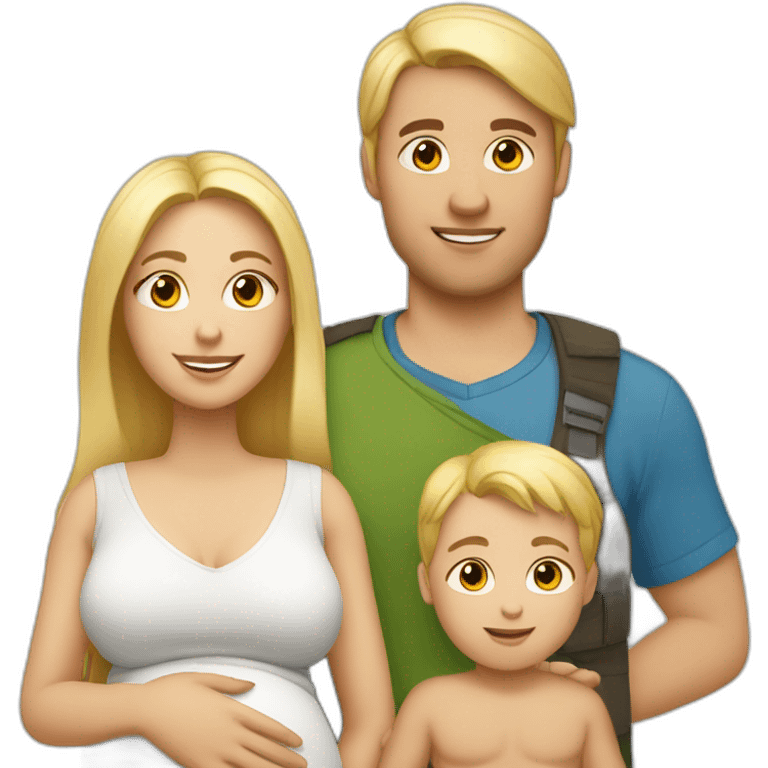 Family;blonde-haired-pregnant-mother, white-indian-man, blond-haired-baby-boy emoji