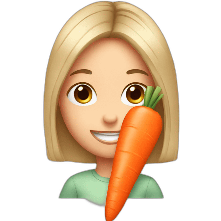 Girl liking a carrot emoji