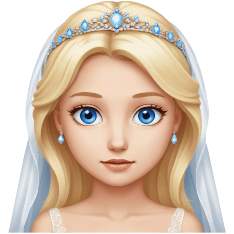 Beautiful finish blonde girl with wedding dress with blue eyes emoji