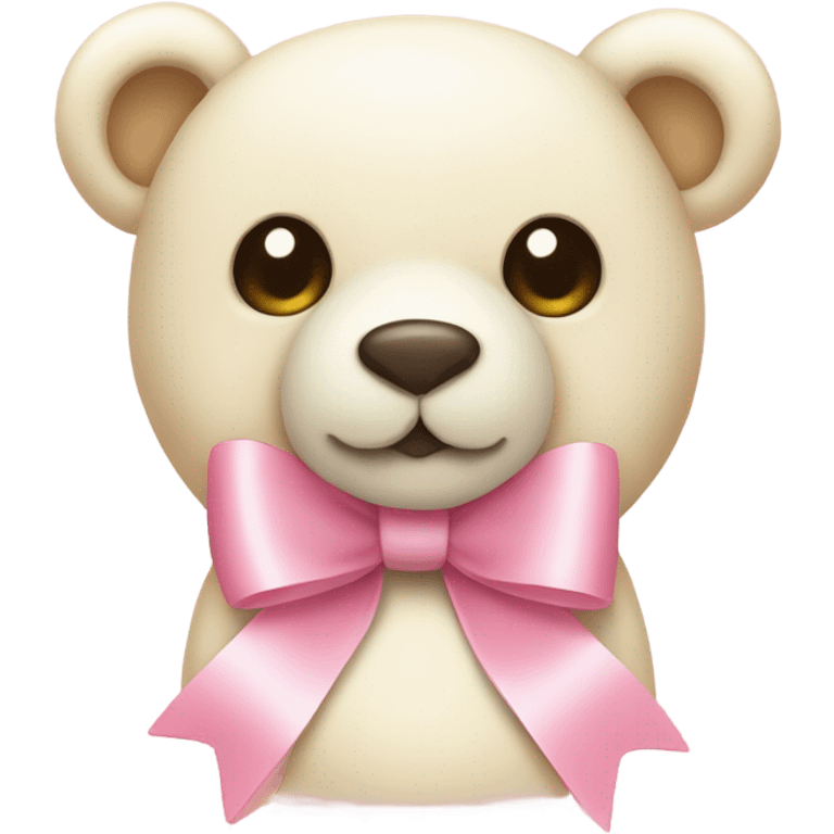 cream colored teddy bear with pastel pink bow emoji