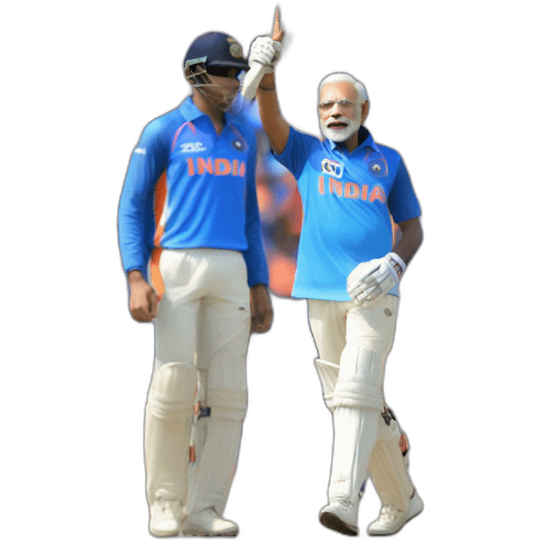 narendra modi in blue indian cricket team jersey doing cristiano ronaldo's celebration 'siuuu' emoji