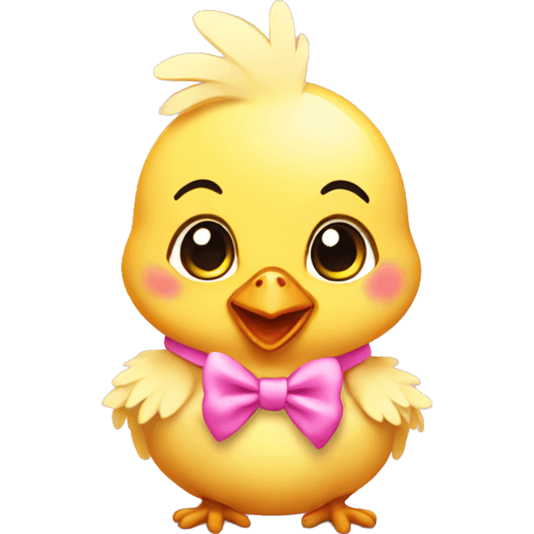 Baby chicken with pink bow emoji