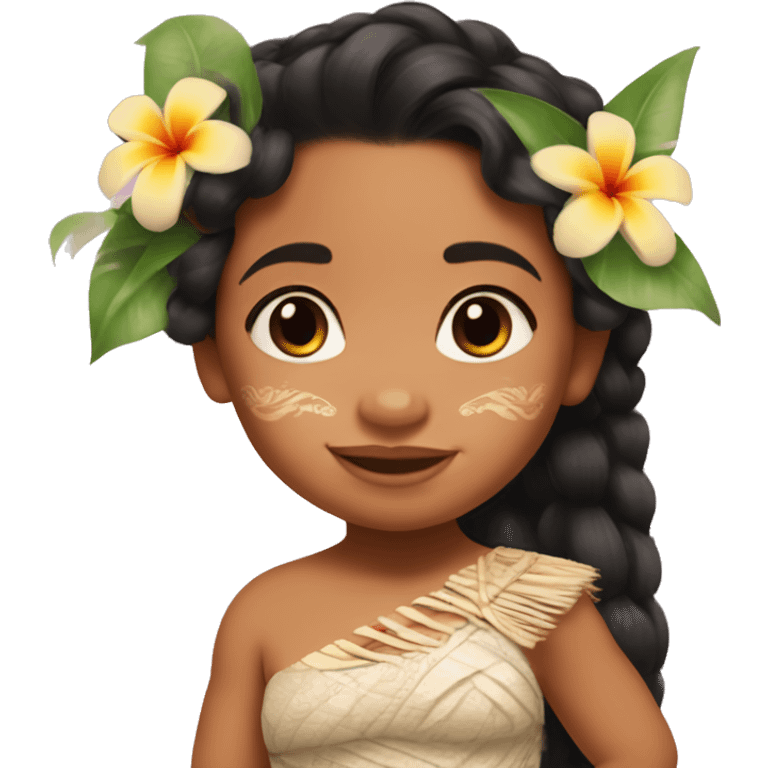 baby moana princess with flower in her hair disney emoji