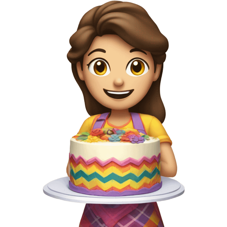 Brunette cake lady emoji