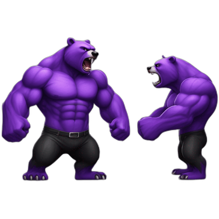 Angry muscular purple and black bear emoji