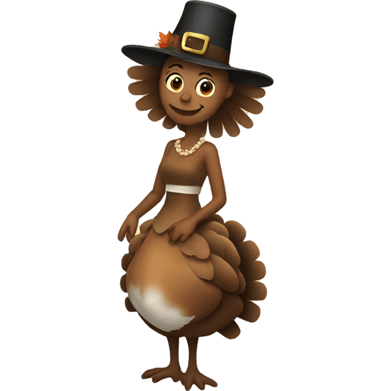 Feminine turkey on thanksgiving emoji