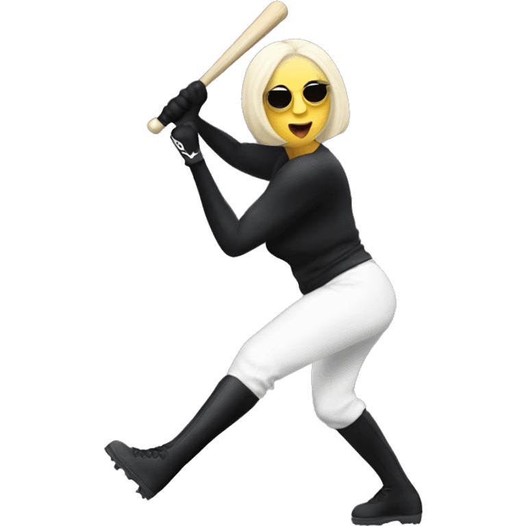 Lady Gaga swinging a bat near someone  emoji