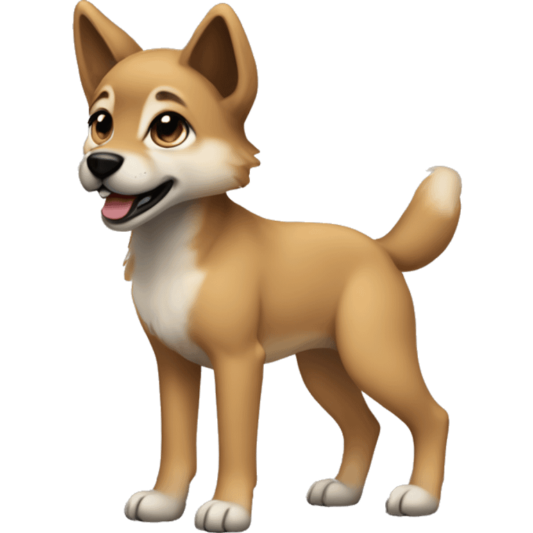 4 short legs a light brown puppy-like wolf with black ears emoji