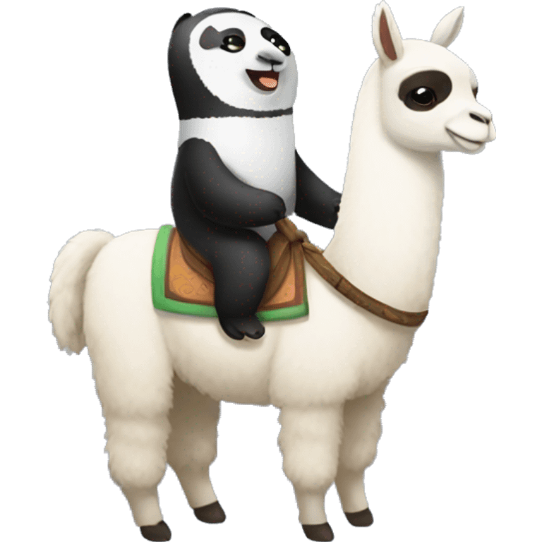 Llama riding panda cute  emoji