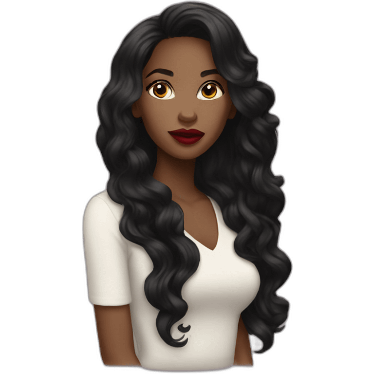 Beautiful Black women long hair lipstick emoji