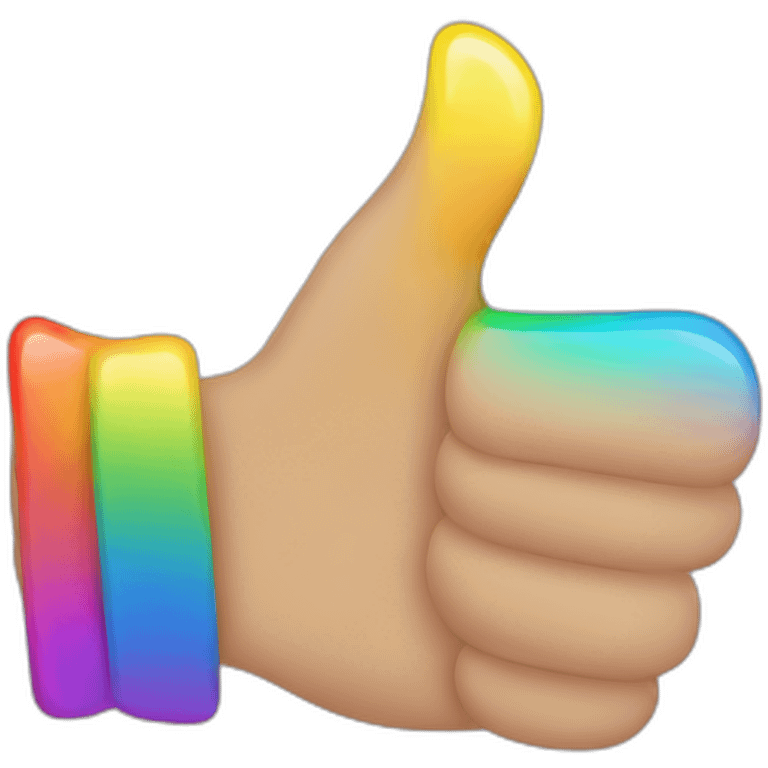 three separate thumbs up rainbow emoji