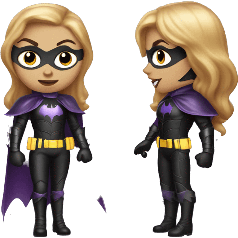 Light skinned Batgirl vampire in shiny leather monster armor  emoji