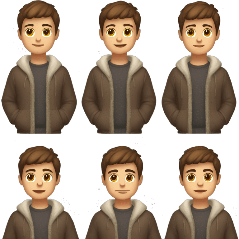 winter, christmas, young boy, short  brown hair, brown eyes, hispanic, sweater, full body, chubby emoji