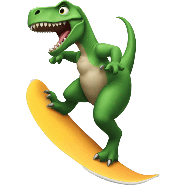 Dinosaur surfing emoji