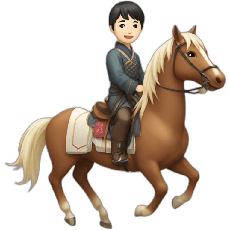 Cute japanese Guy on a horse emoji