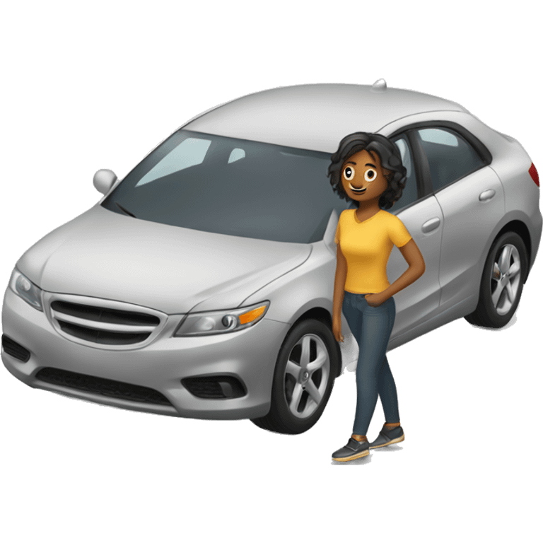 A girl standing car moving emoji