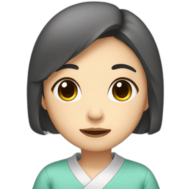 Japanese girl, cute, saying "sorry" emoji