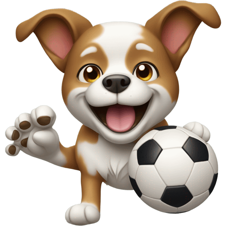 Dog playing soccer emoji