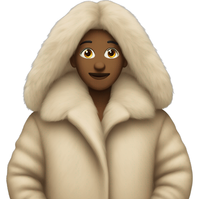 Long beige fur coat emoji