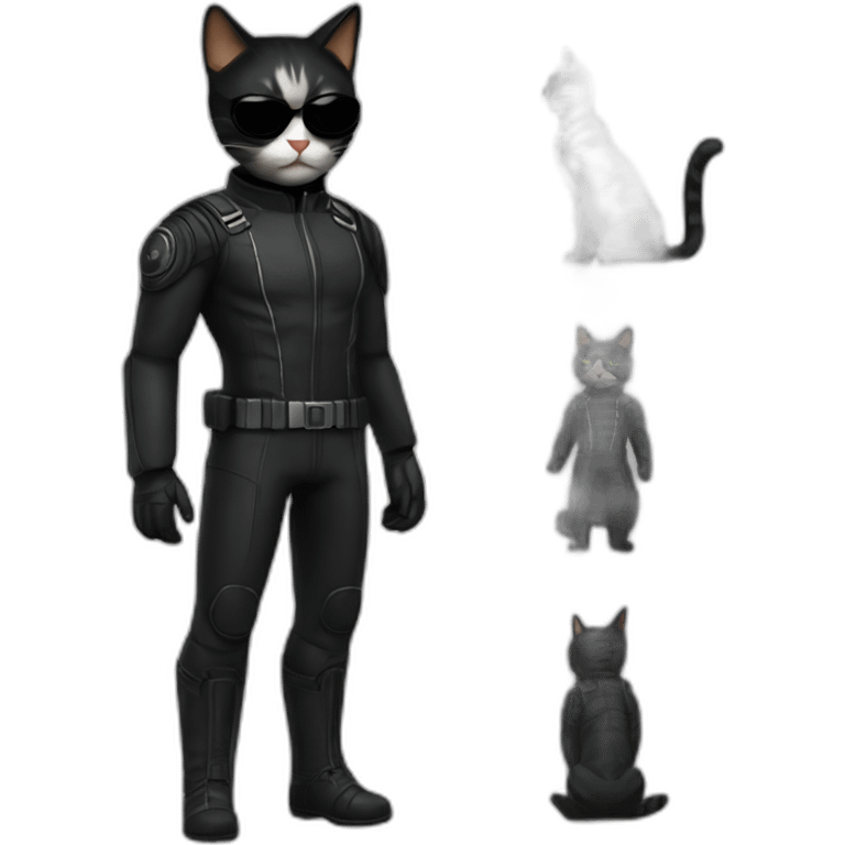 cat in nick fury suit and single eye patch full body emoji