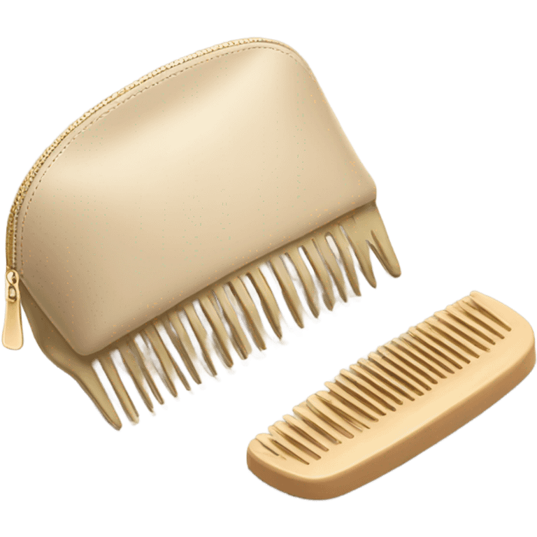 beige comb and cosmetic bag emoji