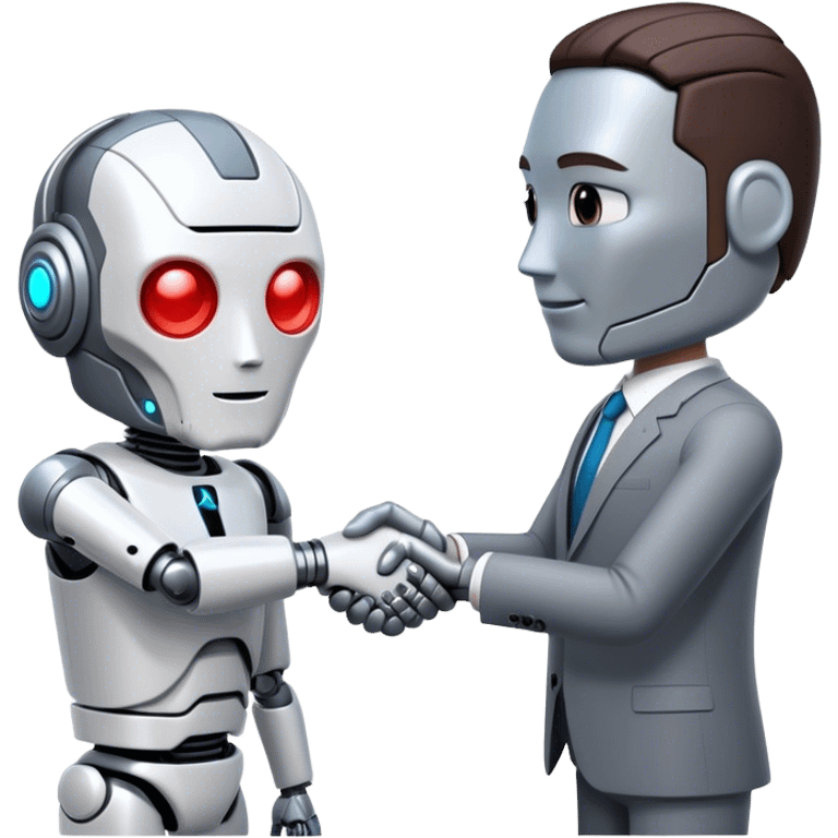 cyborg handshake with business man emoji