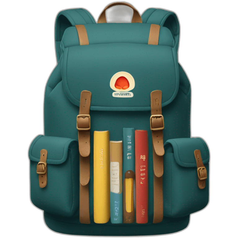 FJÄLLRÄVEN BACKPACK WITH BOOKS INSIDE emoji