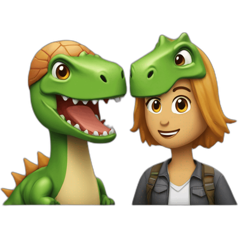 Couple musulman sur le dos d’un dinosaure emoji