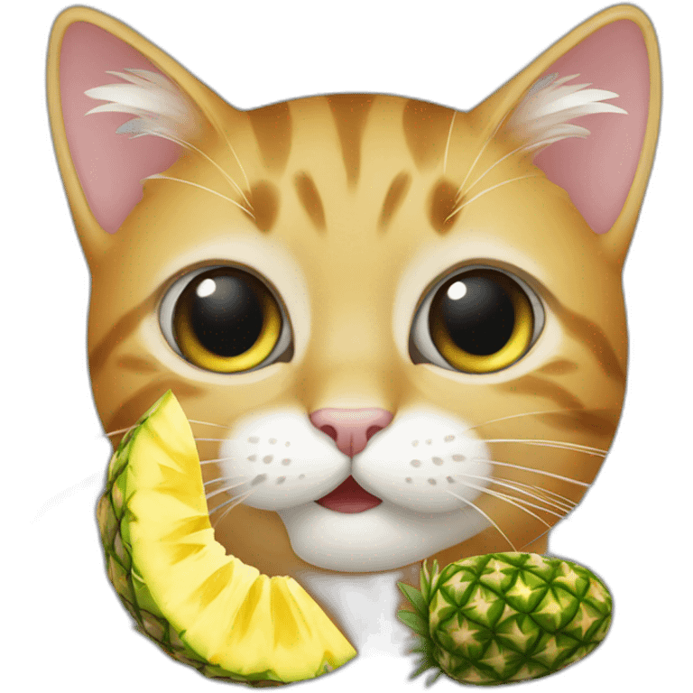 Cat eating pineapple emoji