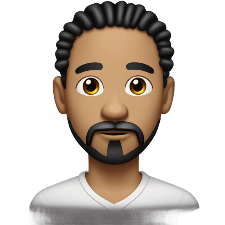 lightskin man with black goatee and mustache and black twists dreads that are long down to his chin with giant eyeballs emoji