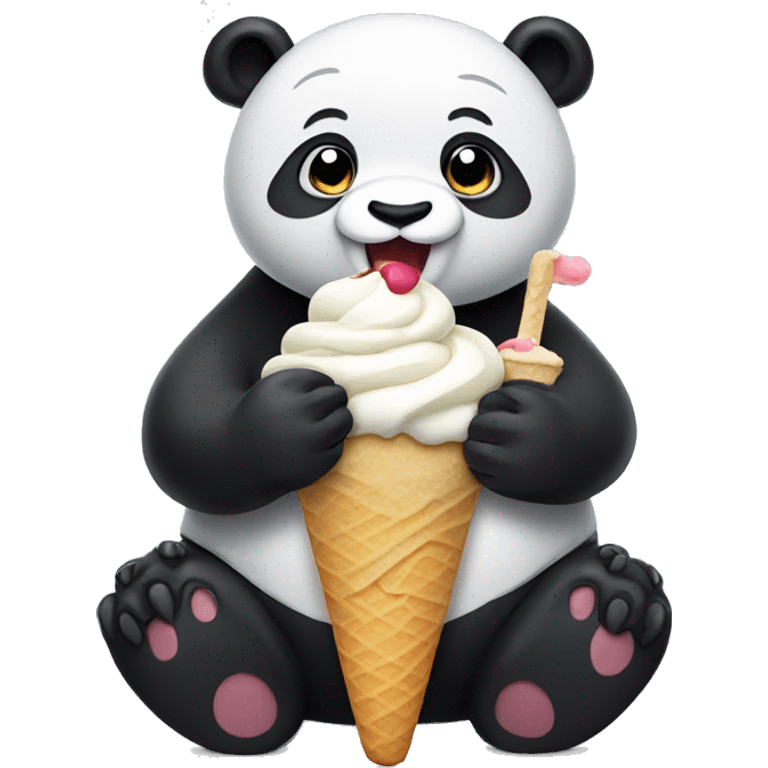 Panda eating ice cream emoji