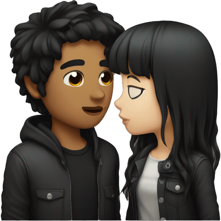 Black haired emo couple kissing  emoji